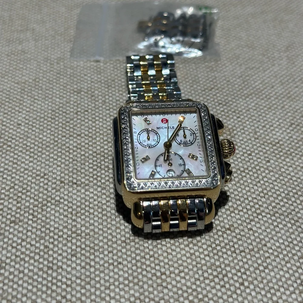 Michele Two-Tone Gold and Silver Women's Watch - Picture 4 of 11